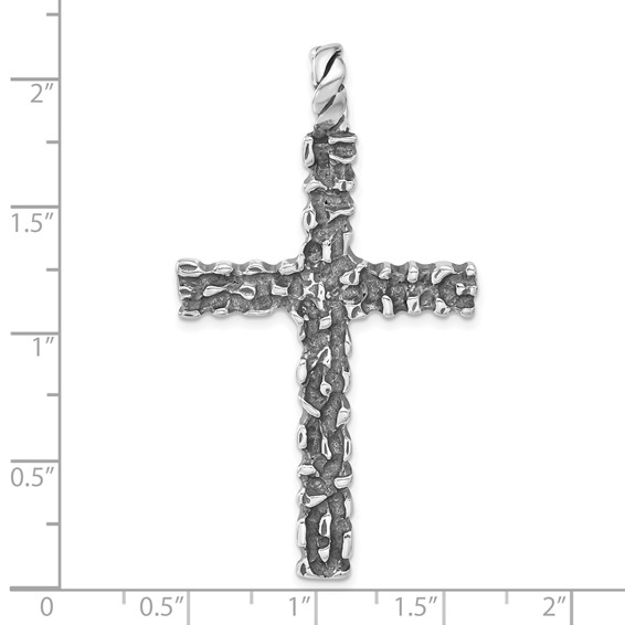 Sterling Silver Antiqued Textured Cross Pendant