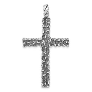 Sterling Silver Antiqued Textured Cross Pendant