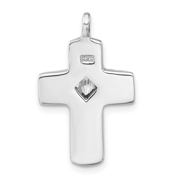 Sterling Silver Polished CZ Cross Pendant