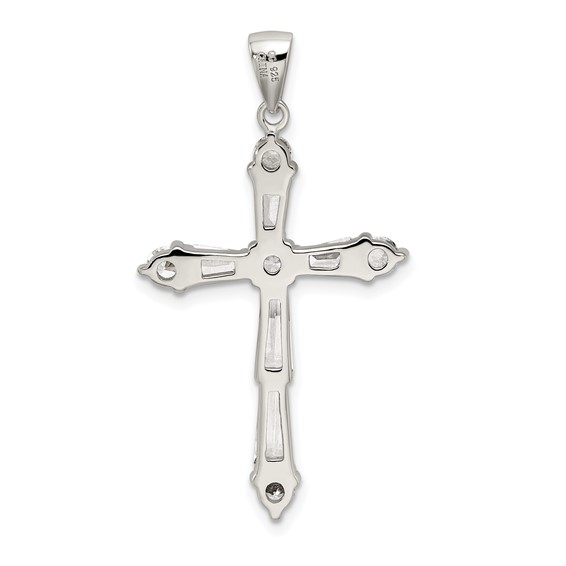 Sterling Silver Rhodium-plated CZ Cross Pendant