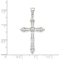 Sterling Silver Rhodium-plated CZ Cross Pendant view 3