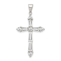 Sterling Silver Rhodium-plated CZ Cross Pendant view 1