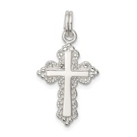 Sterling Silver Rhodium-plated Cross Charm view 1