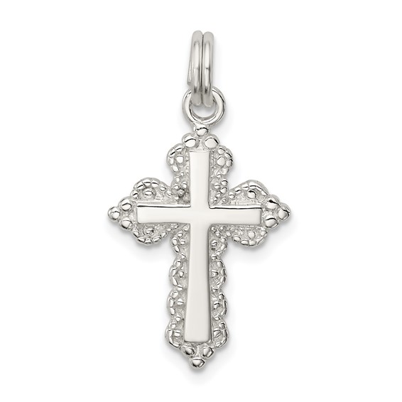 Sterling Silver Rhodium-plated Cross Charm