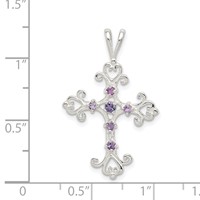 Sterling Silver Purple CZ Cross Charm view 3