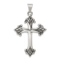 Sterling Silver Fleur De Lis Cross Pendant view 1