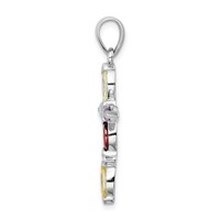 Sterling Silver Rhodium-plated Multi-Color CZ Cross Pendant view 2