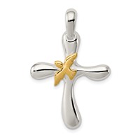 Sterling Silver & Vermeil Dove Cross Pendant view 1