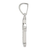 Sterling Silver Rhodium-plated CZ Cross Pendant view 2