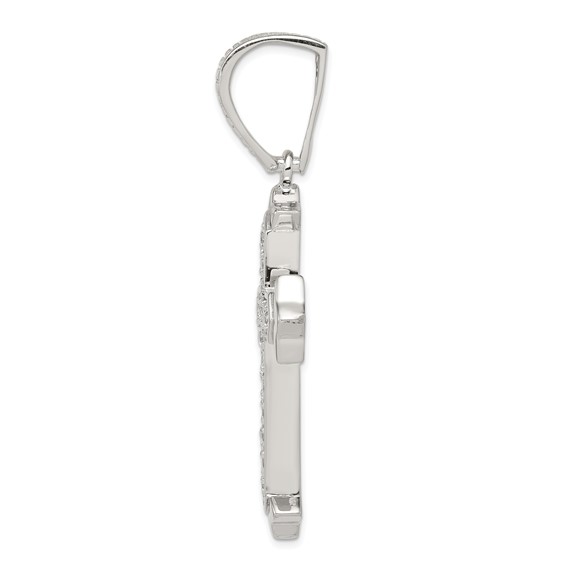 Sterling Silver Rhodium-plated CZ Cross Pendant