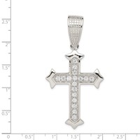 Sterling Silver Rhodium-plated CZ Cross Pendant view 3