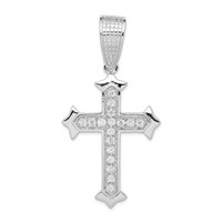 Sterling Silver Rhodium-plated CZ Cross Pendant view 1