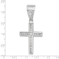 Sterling Silver Rhodium-plated CZ Cross Pendant view 3