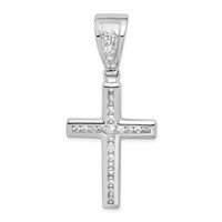 Sterling Silver Rhodium-plated CZ Cross Pendant view 1