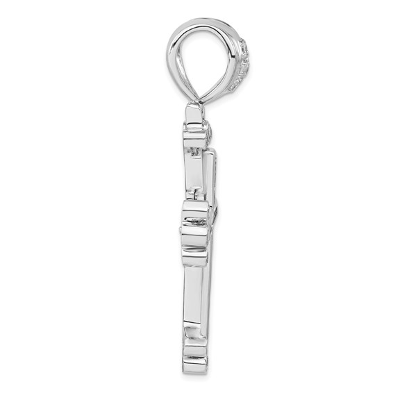 Sterling Silver Polished CZ Cross Pendant