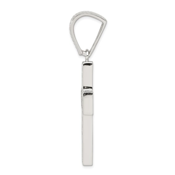 Sterling Silver Rhodium-plated CZ Cross Pendant