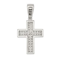 Sterling Silver Rhodium-plated CZ Cross Pendant view 4