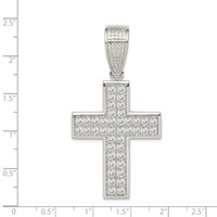 Sterling Silver Rhodium-plated CZ Cross Pendant view 3