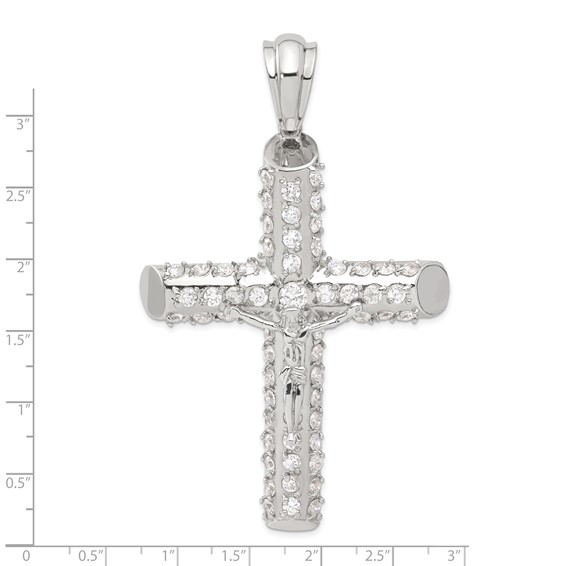 Sterling Silver CZ Crucifix Pendant
