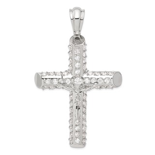 Sterling Silver CZ Crucifix Pendant