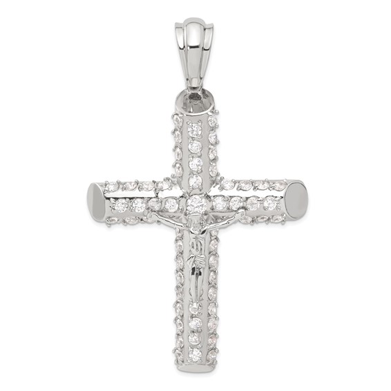 Sterling Silver CZ Crucifix Pendant