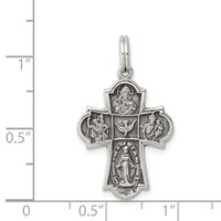 Sterling Silver Antiqued Cross Charm view 3