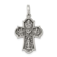 Sterling Silver Antiqued Cross Charm view 1