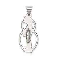 Sterling Silver Antiqued Blessed Mary Charm view 4