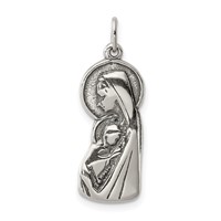 Sterling Silver Antiqued Blessed Mary & Child Jesus Charm view 1