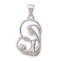 Sterling Silver Blessed Mary & Child Jesus Antique Finish Charm view 1