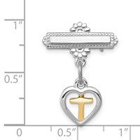 Sterling Silver Platinum-plated and Vermeil Cross Dangle Pin view 3