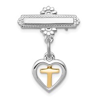 Sterling Silver Platinum-plated and Vermeil Cross Dangle Pin view 1