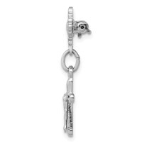 Sterling Silver Platinum-plated Polished Crucifix Dangle Pin Brooch view 2