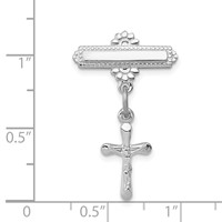 Sterling Silver Platinum-plated Polished Crucifix Dangle Pin Brooch view 4