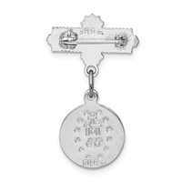 Sterling Silver Platinum-plated Miraculous Medal Dangle Pin Brooch view 4
