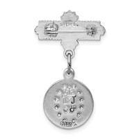 Sterling Silver Platinum-plated Enameled Miraculous Medal Pin view 4