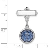 Sterling Silver Platinum-plated Enameled Miraculous Medal Pin view 3