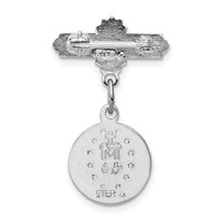 Sterling Silver Platinum-plated Enameled Miraculous Medal Pin view 4