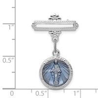 Sterling Silver Platinum-plated Enameled Miraculous Medal Pin view 3