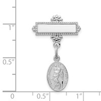 Sterling Silver Platinum-plated Saint Christopher Medal Pin view 3