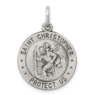 Sterling Silver Antiqued St.Christopher US Air Force Medal