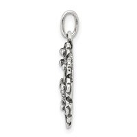 Sterling Silver Antiqued Cross, Crown & Wreath Charm view 2