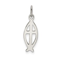 Sterling Silver Ichthus Fish Cross Charm view 4