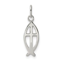 Sterling Silver Ichthus Fish Cross Charm view 1