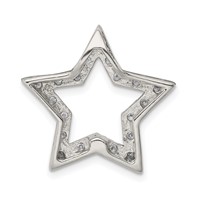 Sterling Silver Rhodium-plated CZ Cut-out Star Chain Slide view 4