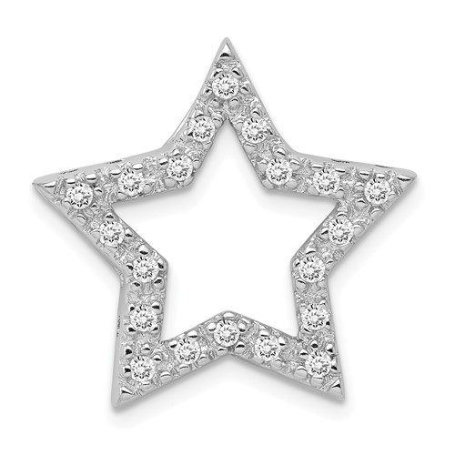 Sterling Silver Rhodium-plated CZ Cut-out Star Chain Slide