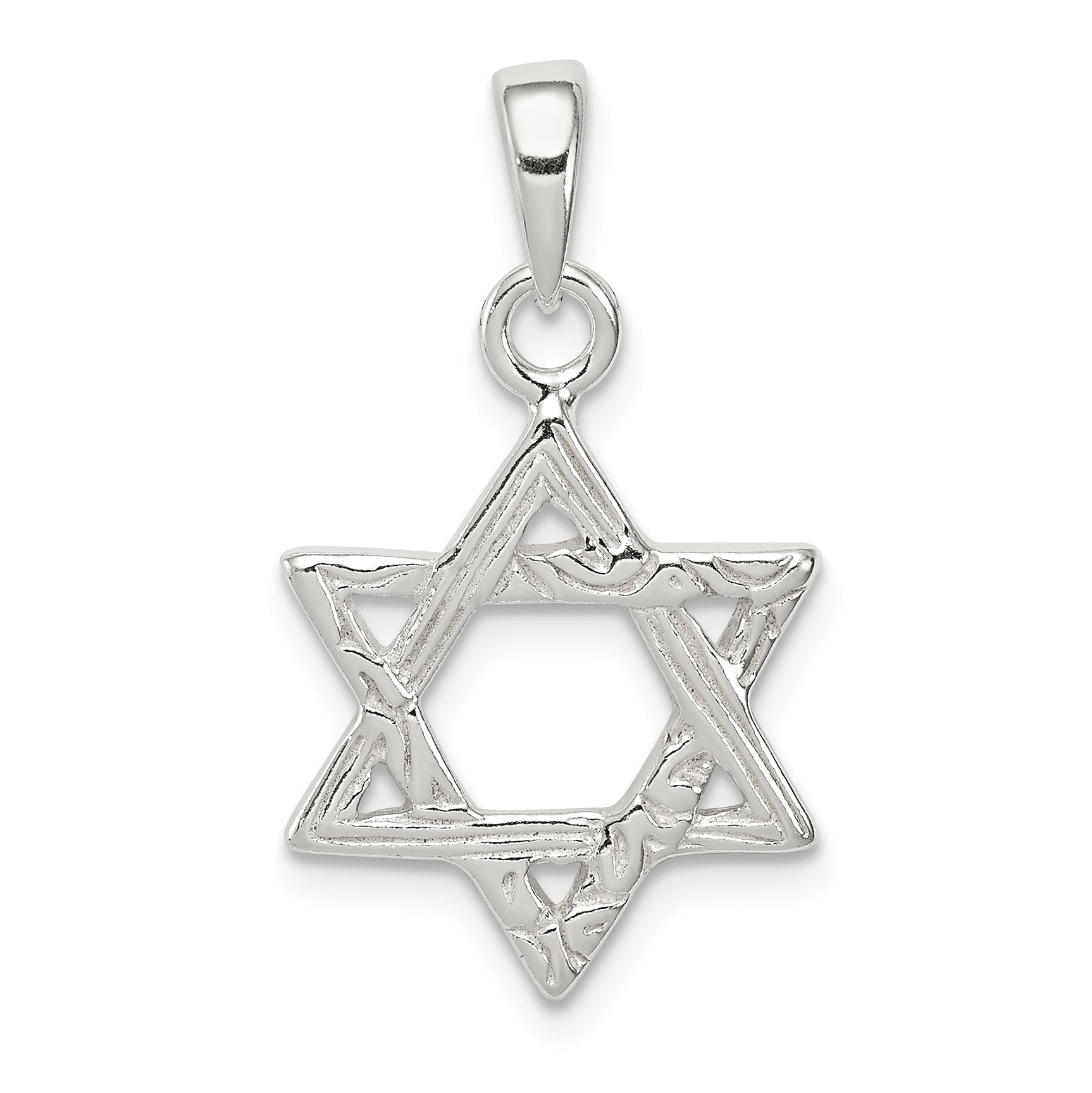 Sterling Silver Textured Star of David Pendant (QC4436)