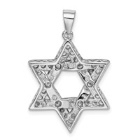 Sterling Silver Rhodium-plated CZ Star of David Pendant view 4