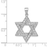 Sterling Silver Rhodium-plated CZ Star of David Pendant view 3