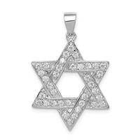 Sterling Silver Rhodium-plated CZ Star of David Pendant view 1